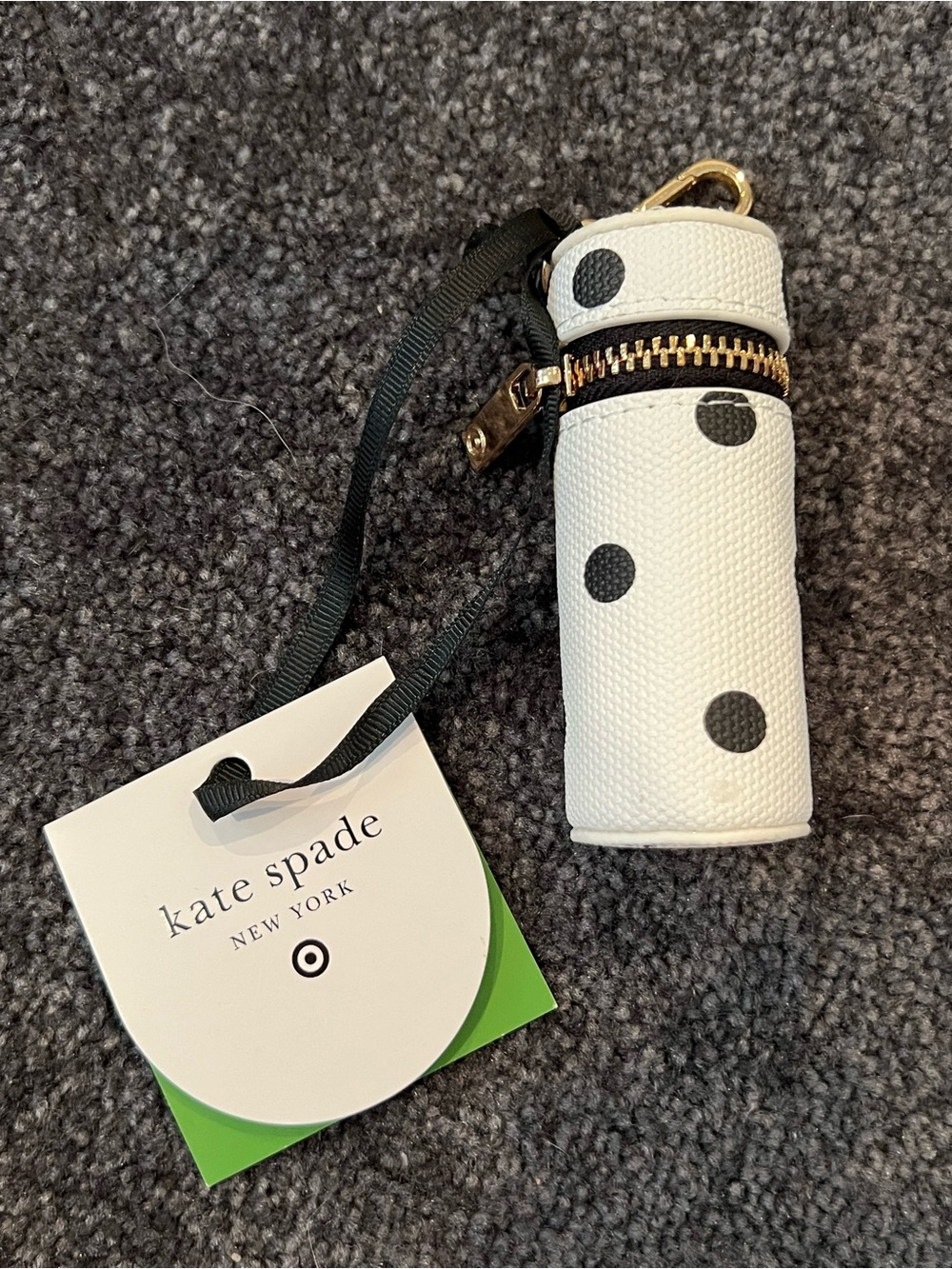 Kate Spade x Target White and Black Polka Dot Canvas Zipped Lipstick Case NWT